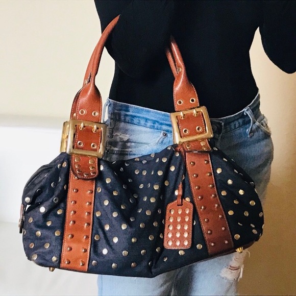 Be & D Handbags - Be & D Studded Satchel Shoulder Bag